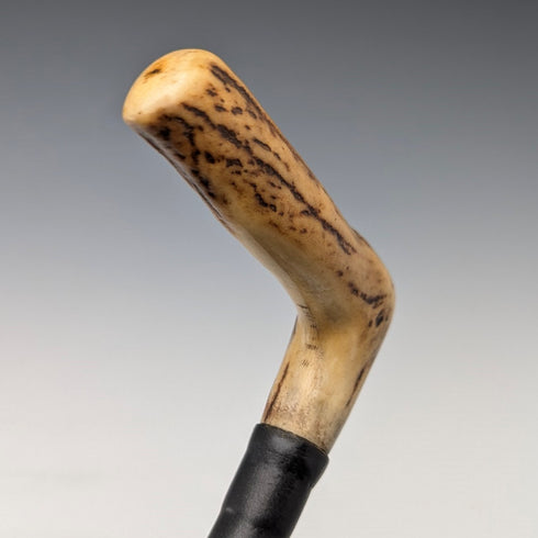 Antique British Gentleman's Antler L-Handle Walking Stick 86cm